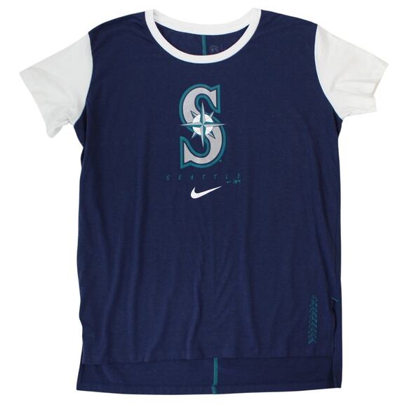 Nike Seattle Mariners MLB Navy White Sleeve T-Shirt Men's Size Large - Picture 1 of 8